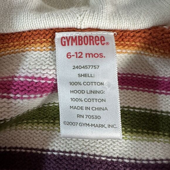 Gymboree Baby Girls Size 6-12M Mos Hooded Stripe Cardigan Sweater Top Infants - Picture 7 of 8